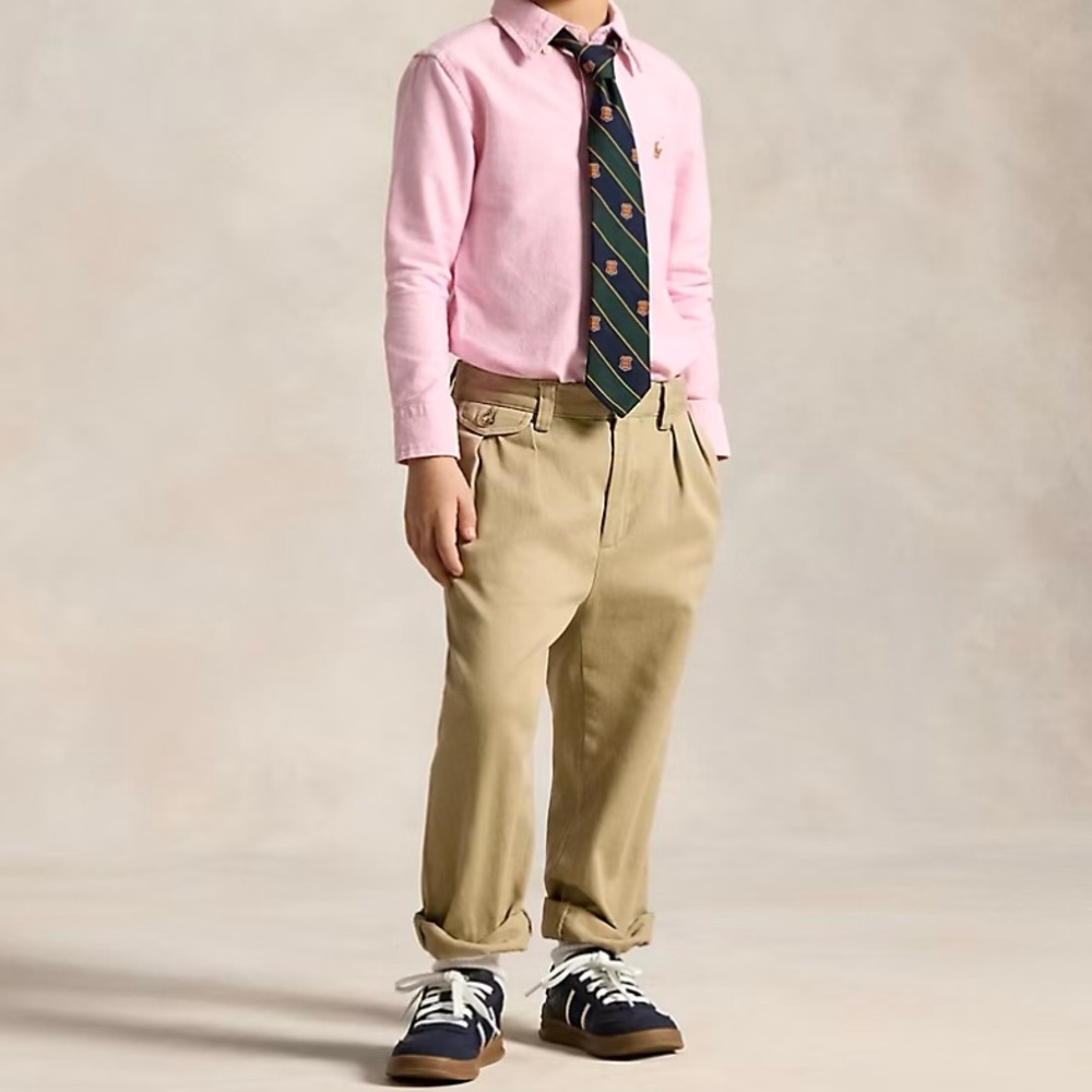 POLO RALPH LAUREN New Rose Embroidered Pony Logo Linen Oxford Dress Shirt